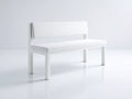 Sitzbank 120x55x82 cm - Bouclé-Bezug und Gestell in Weiß - mit Rückenlehne - modernes Design