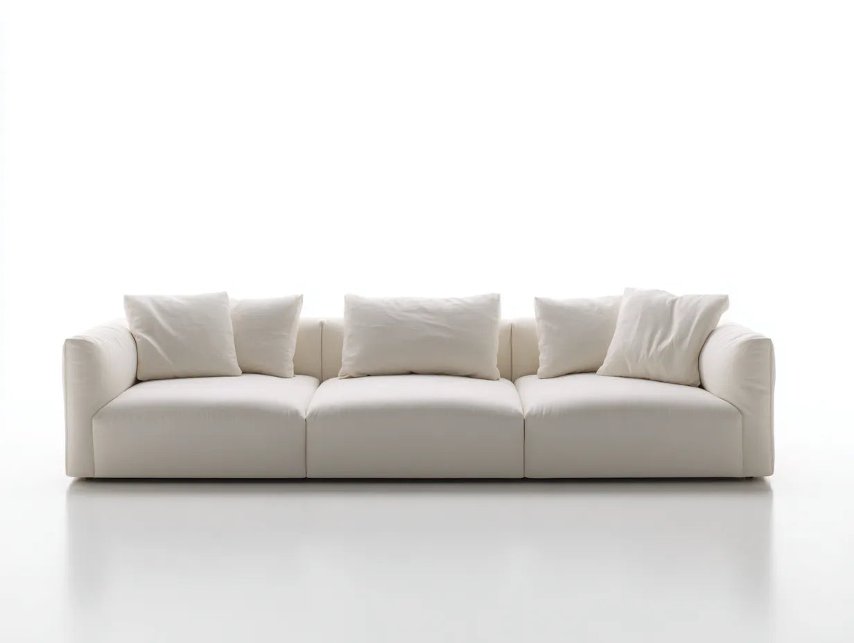 3-Sitzer Sofa aus Stoff 242x98x80 cm - cremeweiß - für das Wohnzimmer - modernes Loungedesign mit tiefem Sitzkomfort