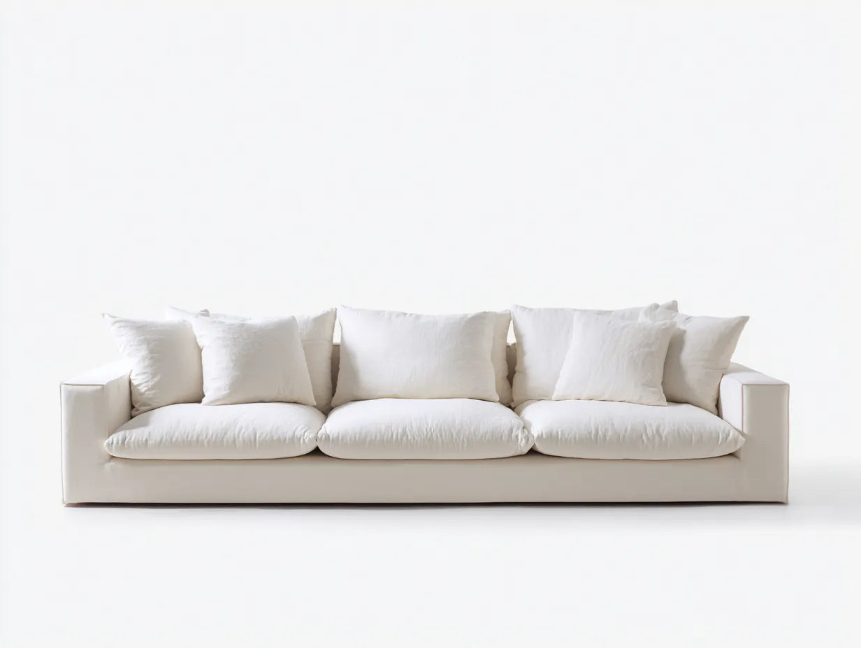 3-Sitzer Sofa aus Stoff 240x96x82 cm - cremeweiß - für das Wohnzimmer - modernes Loungedesign mit losen Rückenkissen