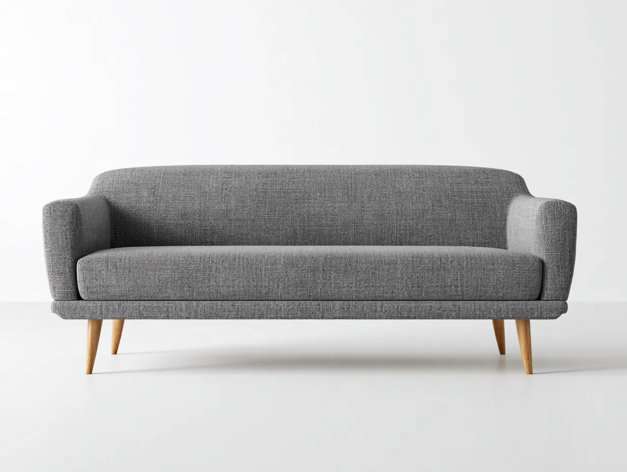 3-Sitzer Sofa aus Stoff 218x89x80 cm - mittelgrau - für das Wohnzimmer - modernes Design mit Holzfüßen