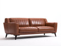 3-Sitzer Sofa in Lederoptik 214x90x82 cm - tabakbraun - für das Wohnzimmer - Mid-Century-Design mit vertikaler Steppung