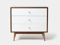 Kommode 82x40x84 cm - Weiß und Nussbaumoptik - 3 Schubladen - modernes Design für das Schlafzimmer