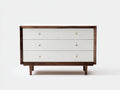 Kommode 120x42x82 cm - Weiß und Nussbaumoptik - 6 Schubladen - modernes Design für das Schlafzimmer