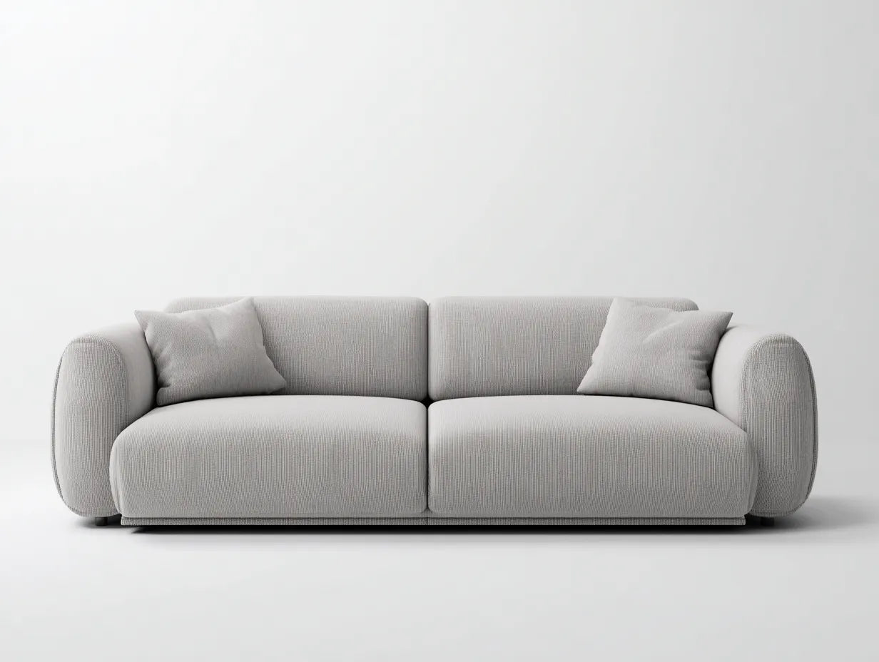 3-Sitzer Sofa aus Stoff 228x96x74 cm - hellgrau - für Wohnzimmer und Wohnlounge - modernes Design mit voluminösen Armlehnen