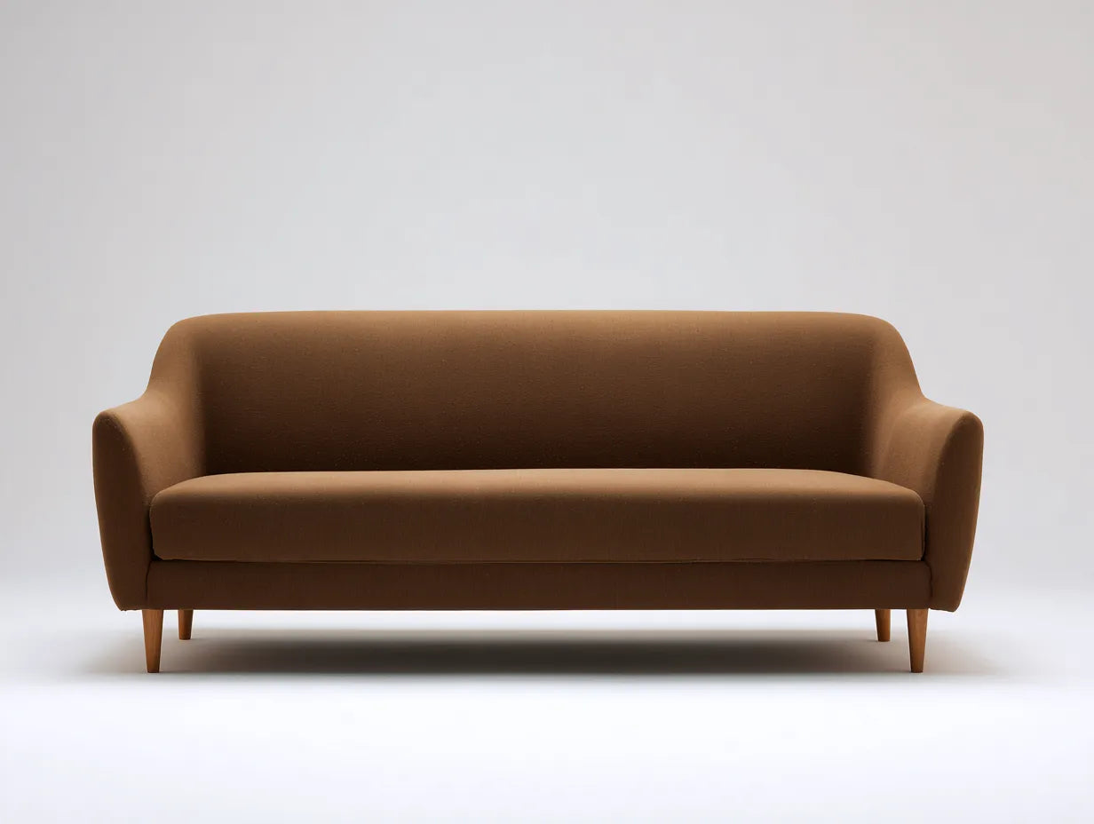 3-Sitzer Sofa aus Stoff 210x88x78 cm - karamellbraun - für Wohnzimmer und Lounge - modernes Design mit gerundeten Armlehnen
