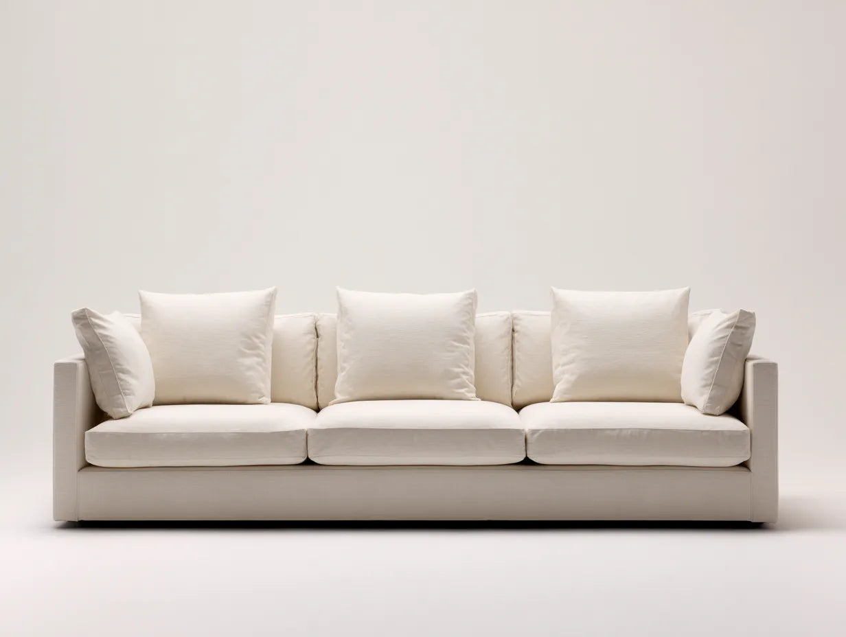 3-Sitzer Sofa aus Stoff 236x94x84 cm - elfenbeinweiß - für das Wohnzimmer - klassisches Loungedesign mit losen Kissen