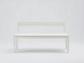 Sitzbank 125x52x82 cm - Gestell in Weiß mit hellem Polsterbezug - mit Rückenlehne - modernes Design für den Außenbereich